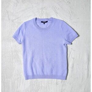 Quince Mongolian Cashmere Tee Sweater Top Women M Purple Lavender Short Sleeve